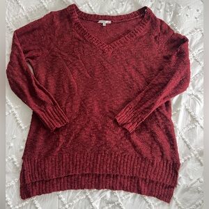 Charlotte Russe Deep Red V-Neck Knit Sweater